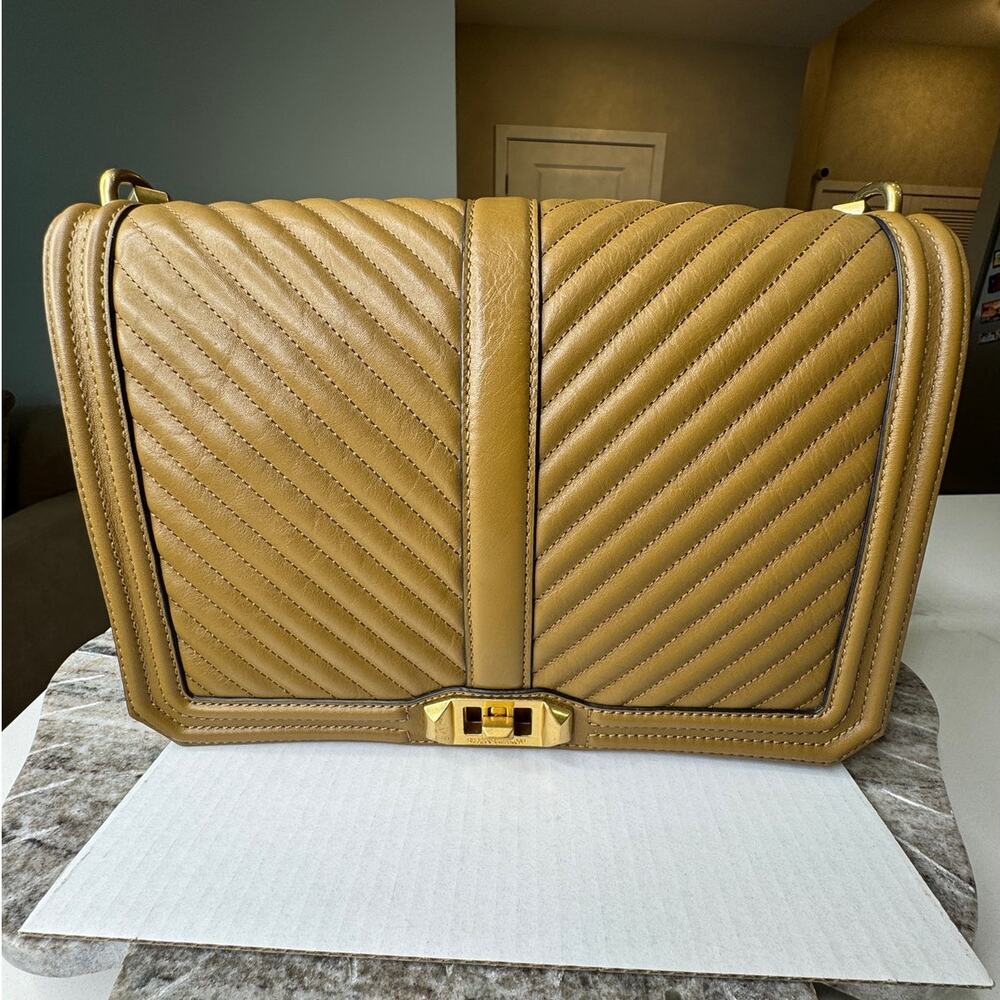 Rebecca Minkoff - Jumbo Chevron Quilted Love Cross Body Bag  color - Military